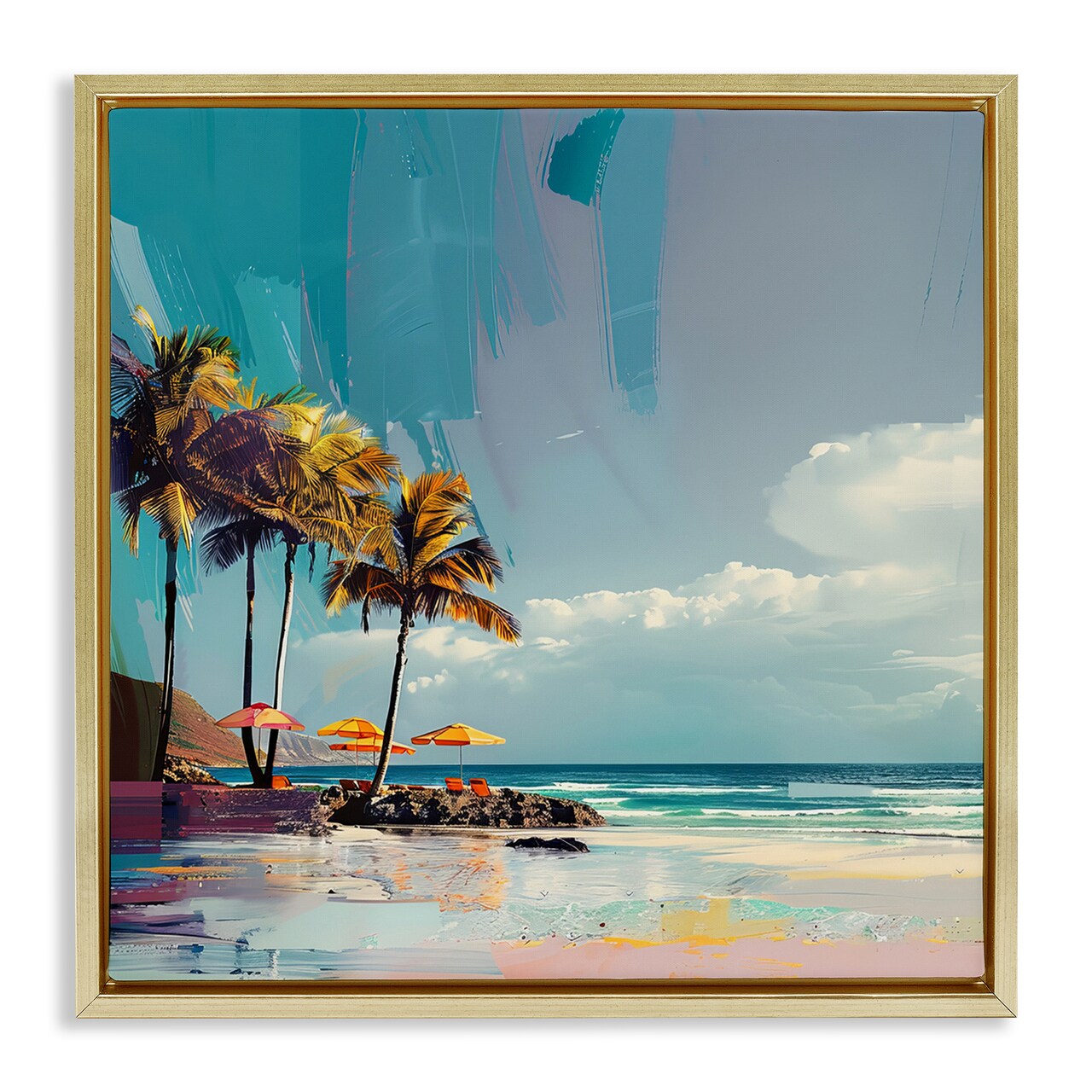 Stupell Industries Contemporary Shoreline in Summer Floater Framed Canvas Wall Art Design by Irena Orlov